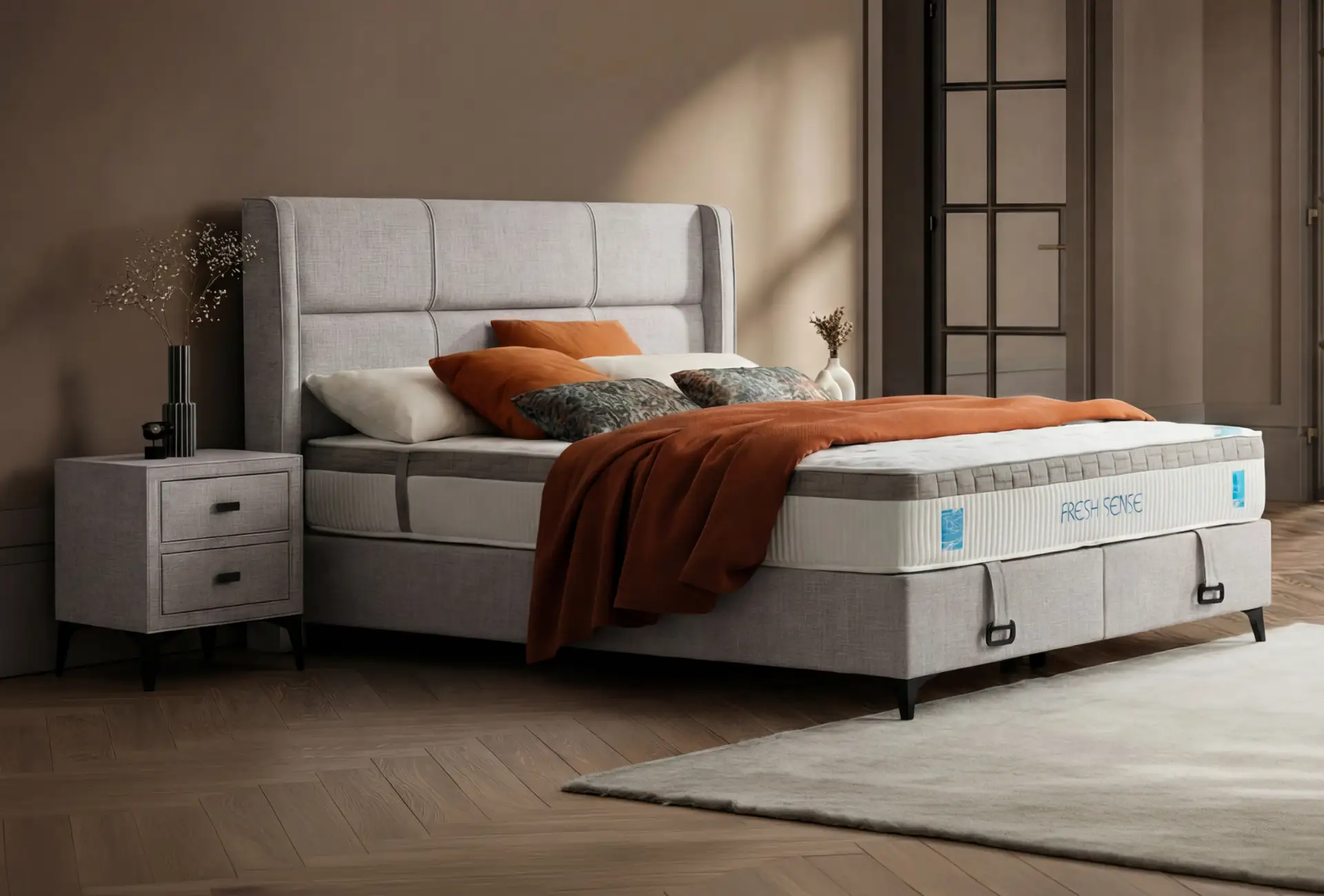 Fresh Sense Bed-Base-Headboard Sleeping Set